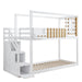 Etagenbett mit Treppe, Fenster und Regalkasten, 90x200 cm, Weiß - YB - 30599234WAA - 1 - 1 - Yorbay.de