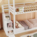 Etagenbett mit Treppe, Fenster und Regalkasten, 90x200 cm, Weiß - YB - 30599234WAA - 1 - 5 - Yorbay.de