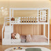 Etagenbett mit Treppe, Fenster und Regalkasten, 90x200 cm, Weiß - YB - 30599234WAA - 1 - 6 - Yorbay.de