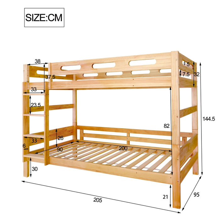 Etagenbett für Kinder und Jugendliche, 90x200 cm - YB - 31408586NAA - 3 - Yorbay.de