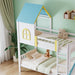 Etagenbett mit Rutsche und Fenster, Hausbett 90x200 cm - YB - N622T864390W - 7 - Yorbay.de