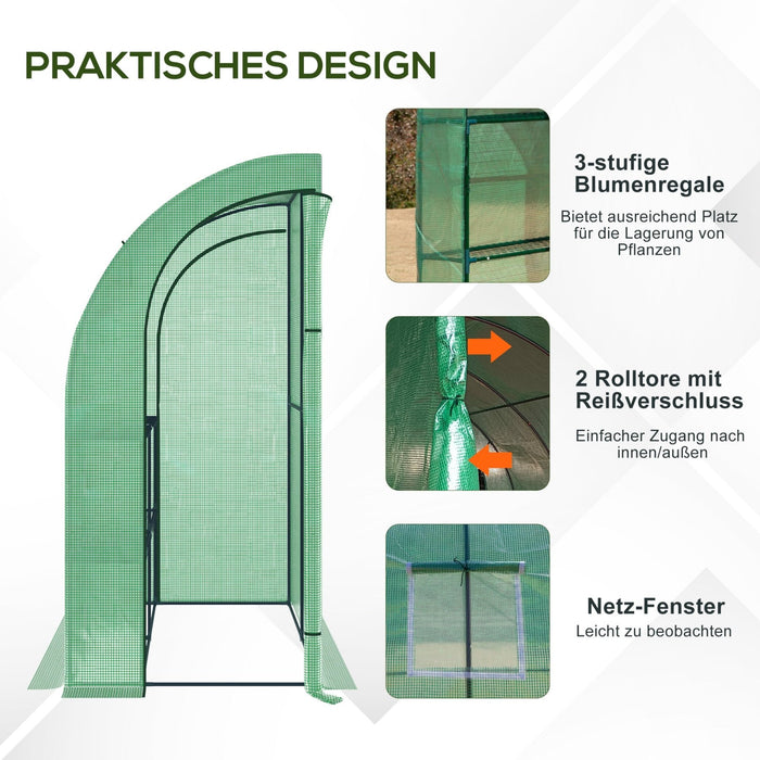 Foliengewächshaus mit 2 Türen, 200 x 100 x 215 cm - YB - T3323P304146 - 6 - Yorbay.de