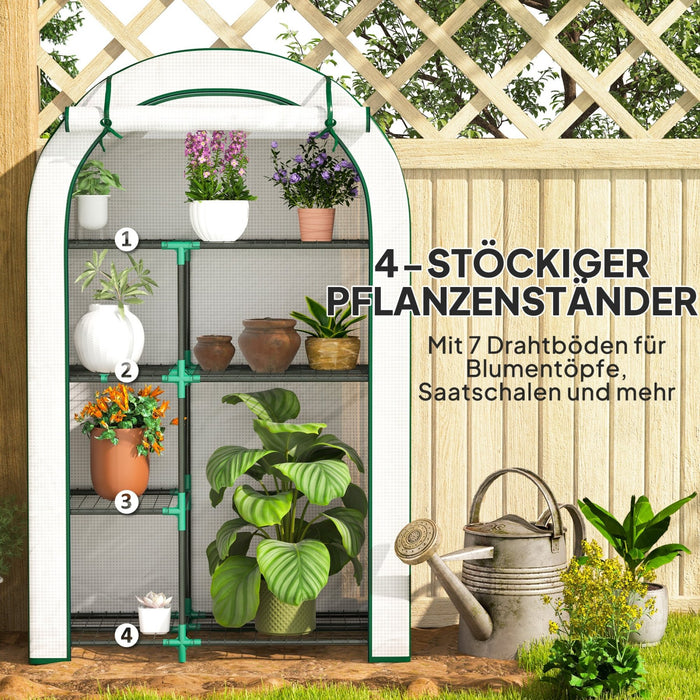 Foliengewächshaus mit Regalen und Runddach, 100 x 45 x 160 cm - YB - T3323P306142 - 13 - Yorbay.de