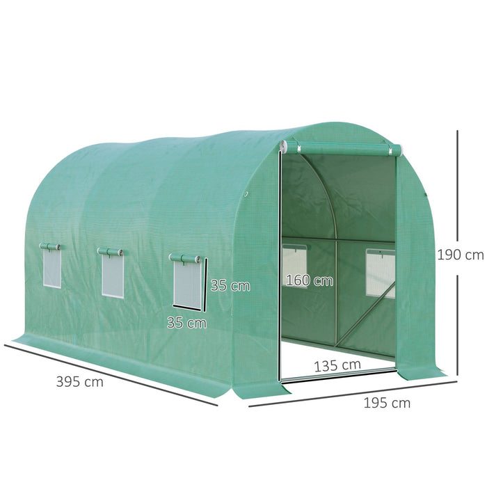Foliengewächshaus mit Rundbogen & 6 Netzfenstern, 395 x 195 x 190 cm - YB - T3323P305523 - 3 - Yorbay.de