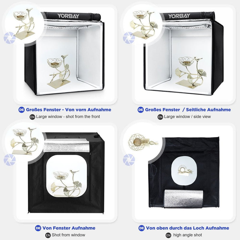 Yorbay Fotobox 40 x 40 x 40 cm mit Beleuchtung 5 - Yorbay.de