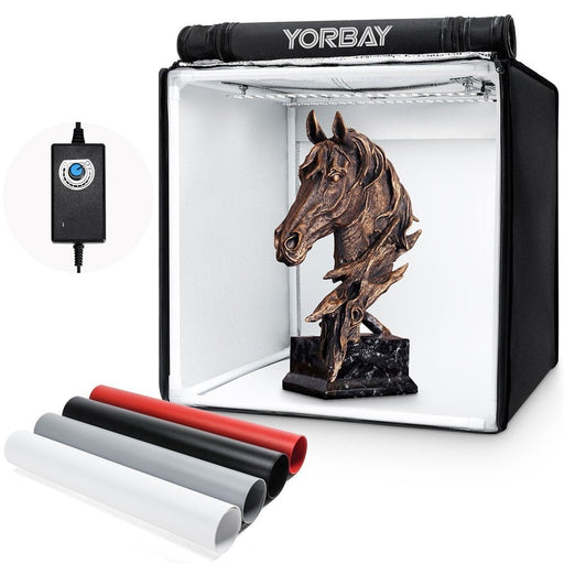 Yorbay Fotobox 40 x 40 x 40 cm mit dimmbarer LED - Beleuchtung und 4 Hintergrundfolien - F174 - 1 - Yorbay.de