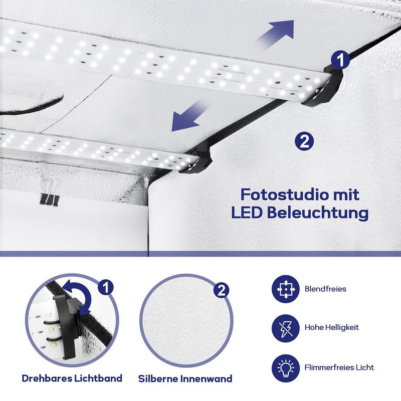 Yorbay Fotobox 52 x 52 x 52 cm mit dimmbarer LED - F208 - 3 - Yorbay.de