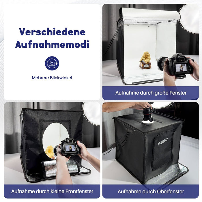 Yorbay Fotobox 52 x 52 x 52 cm mit dimmbarer LED - Beleuchtung und 6 Hintergrundfolien - F208 - 7 - Yorbay.de