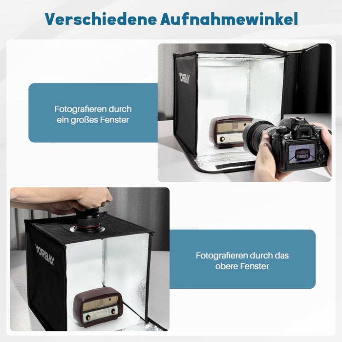 Yorbay Fotobox 32 x 32 x 32 cm mit LED - Beleuchtung und 6 Hintergrundfolien - F207 - 4 - Yorbay.de