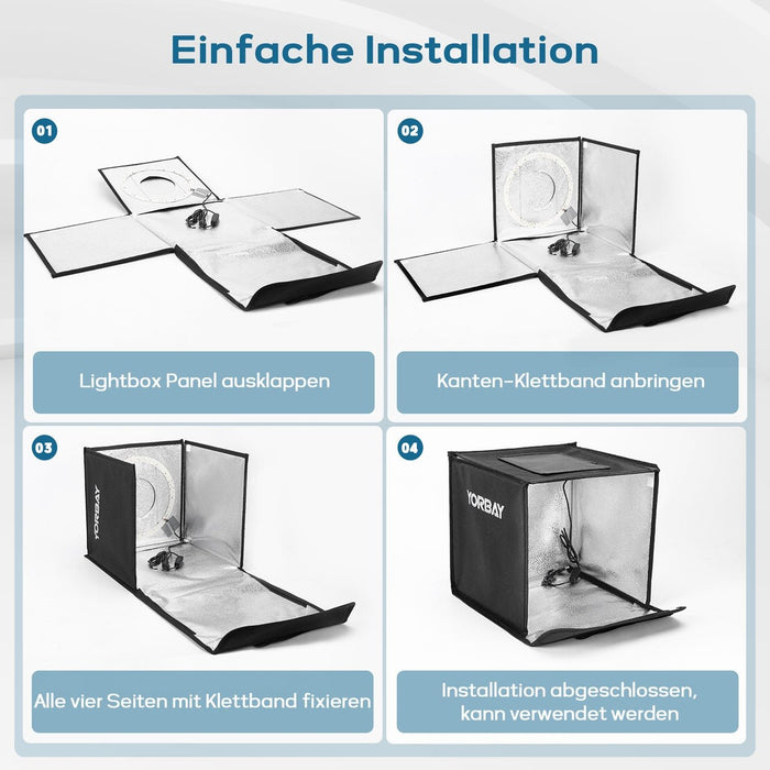 Yorbay Fotobox 32 x 32 x 32 cm mit LED - Beleuchtung und 6 Hintergrundfolien - F207 - 7 - Yorbay.de