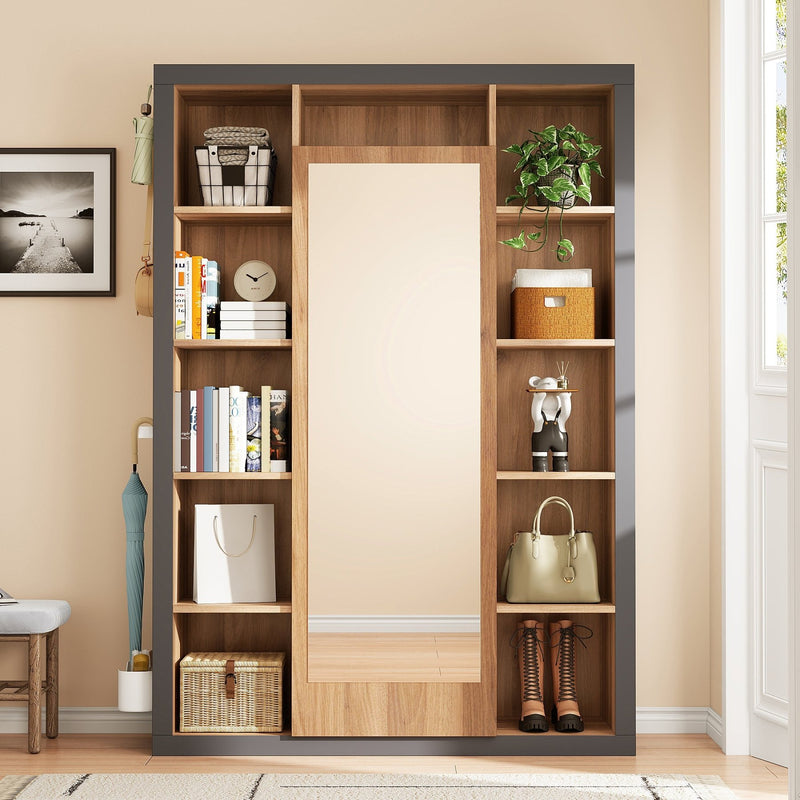 Garderobe mit Spiegel und Abtropfschale - YB - WF230449450N - 4 - Yorbay.de