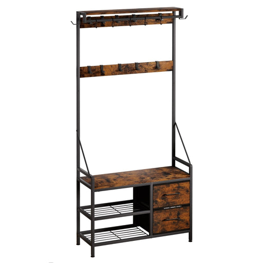 Yorbay Garderobe mit Sitzbank, 17 Haken, Schuhregal & 2 Schubladen - YS029-T111 - 1 - Yorbay.de