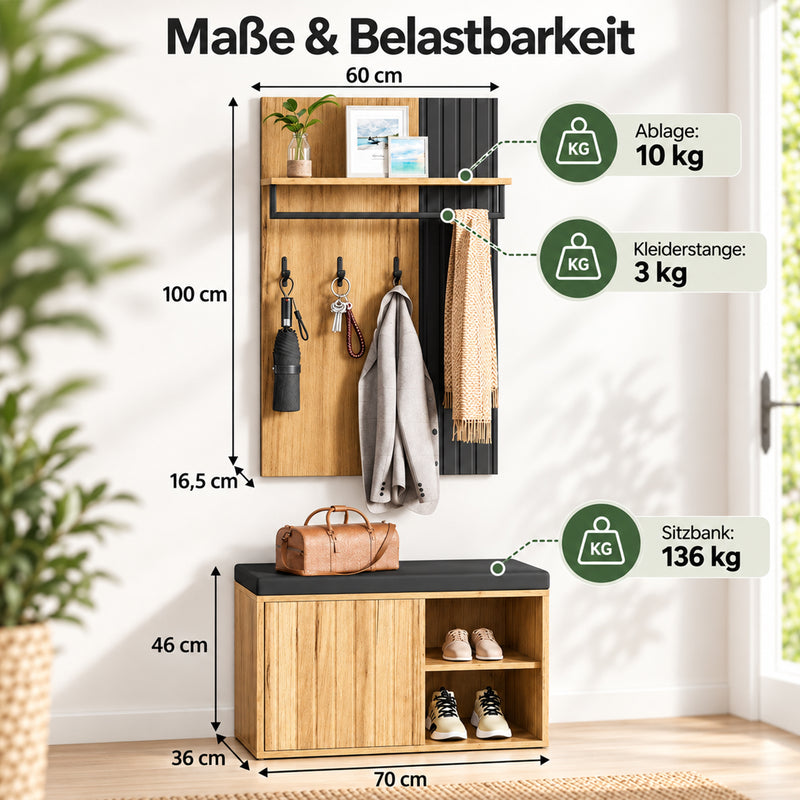 Yorbay Garderoben Set mit Sitzbank für den Flur - YW025-D095 - 3 - Yorbay.de