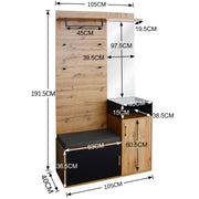 Garderoben - Set mit Spiegel, Schuhbank und Kleiderstange - YB - WF304067068SAA - 3 - Yorbay.de