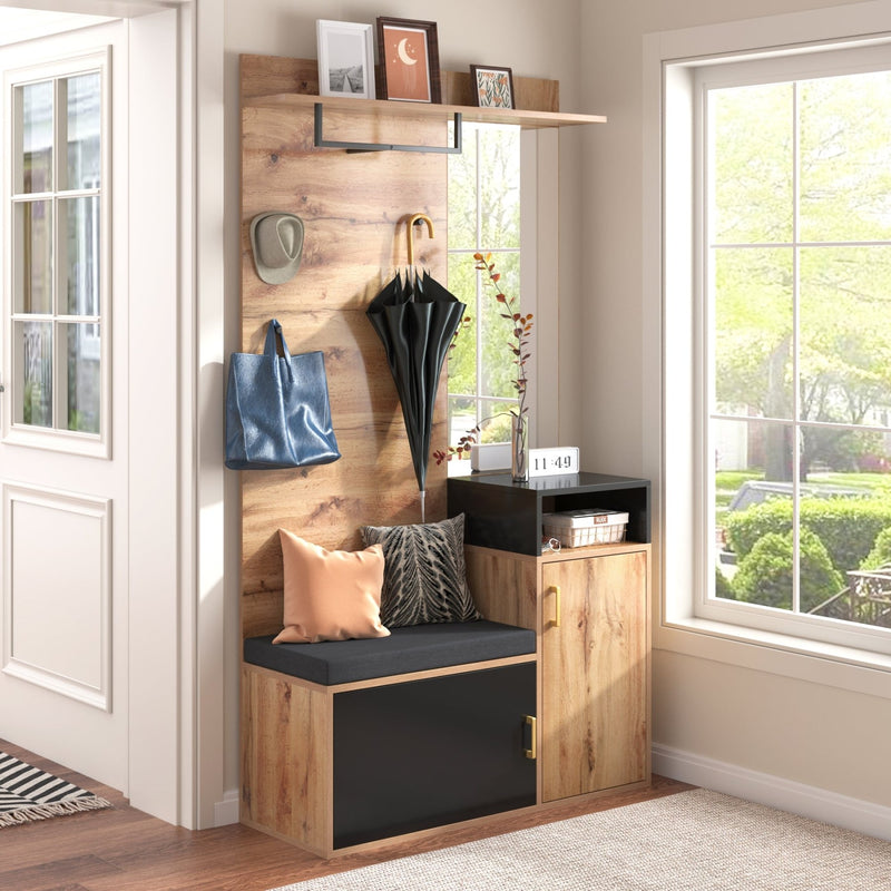 Garderoben - Set mit Spiegel, Schuhbank und Kleiderstange - YB - WF304067068SAA - 5 - Yorbay.de