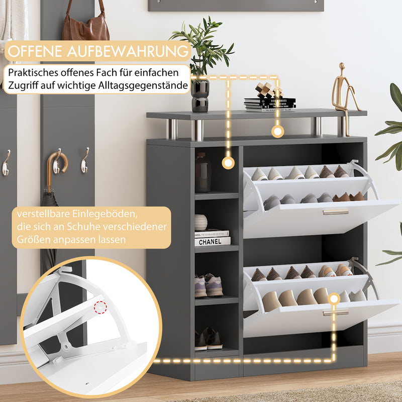 4 - teiliges Garderoben - Set mit Spiegel, Schuhschrank & Wandpaneelen - YB - PD170652653Z - 4 - Yorbay.de