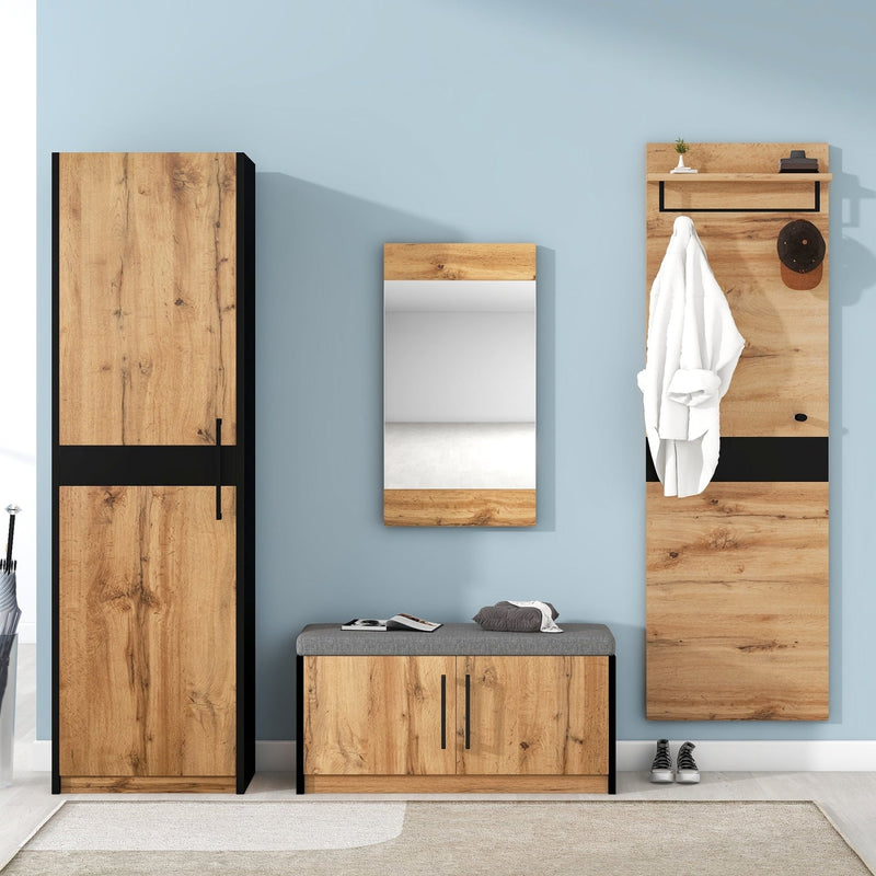 4 - teiliges Garderoben - Set mit Spiegel & Sitzbank - 297830831832EAA - 7 - Yorbay.de