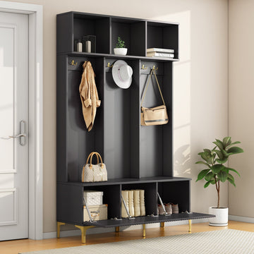 Garderobenset mit Bank, Flurgarderobe mit Haken & Stauraum —