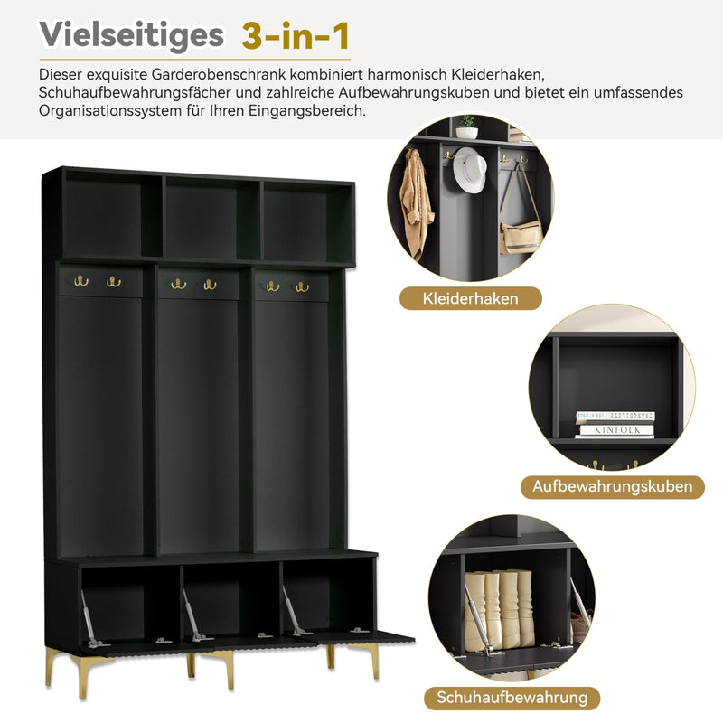 Garderoben - Set mit Bank, Haken & Stauraum - YB - N657P23810910S - 5 - Yorbay.de