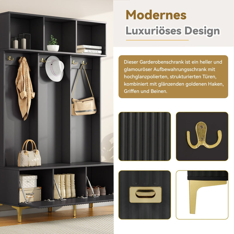 Garderoben - Set mit Bank, Haken & Stauraum - YB - N657P23810910S - 6 - Yorbay.de