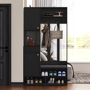 Garderoben - Set mit Sitzbank, Schubladen, Kleiderhaken und Lochwand - YB - N657P29427071S - 21 - Yorbay.de