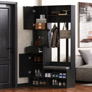 Garderoben - Set mit Sitzbank, Schubladen, Kleiderhaken und Lochwand - YB - N657P29427071S - 13 - Yorbay.de