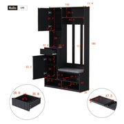 Garderoben - Set mit Sitzbank, Schubladen, Kleiderhaken und Lochwand - YB - N657P29427071S - 15 - Yorbay.de