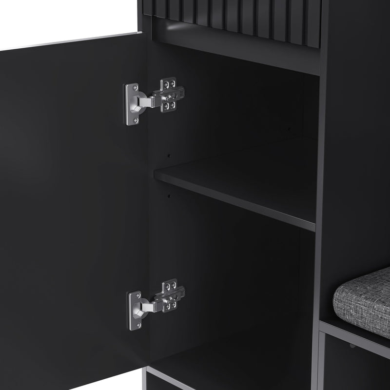 Garderoben - Set mit Sitzbank, Schubladen, Kleiderhaken und Lochwand - YB - N657P29427071S - 18 - Yorbay.de