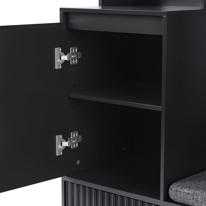 Garderoben - Set mit Sitzbank, Schubladen und 4 Kleiderhaken - YB - N657P29427273W - 15 - Yorbay.de