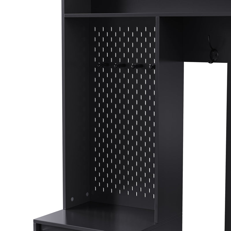 Garderoben - Set mit Sitzbank, Schubladen und 4 Kleiderhaken - YB - N657P29427273W - 17 - Yorbay.de