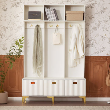 Garderobenset mit Bank, Flurgarderobe mit Haken & Stauraum —