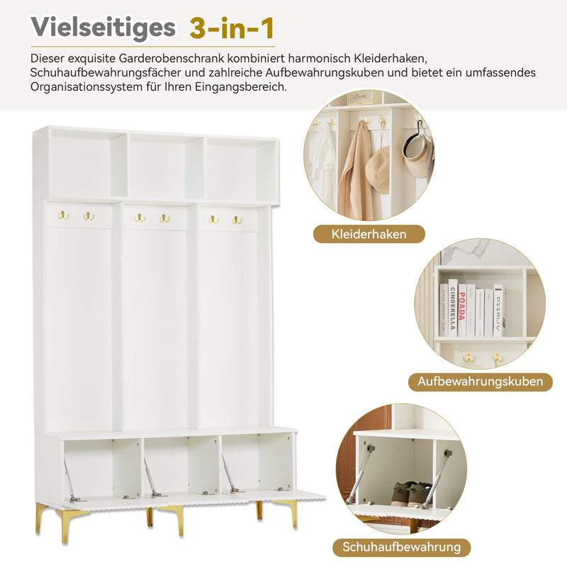 Garderoben - Set mit Bank, Haken & Stauraum - YB - N657P23810910W - 12 - Yorbay.de