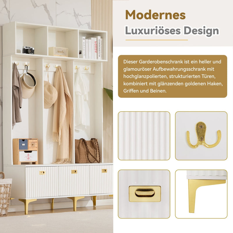 Garderoben - Set mit Bank, Haken & Stauraum - YB - N657P23810910W - 13 - Yorbay.de