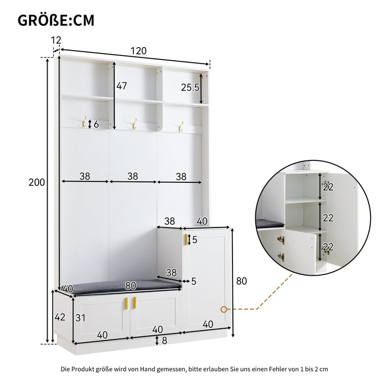Garderoben - Set mit Bank, Schubladen und Haken - YB - N657P27134950W - 3 - Yorbay.de