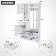Garderoben - Set mit Sitzbank, Schubladen, Kleiderhaken und Lochwand - YB - N657P29427071W - 3 - Yorbay.de