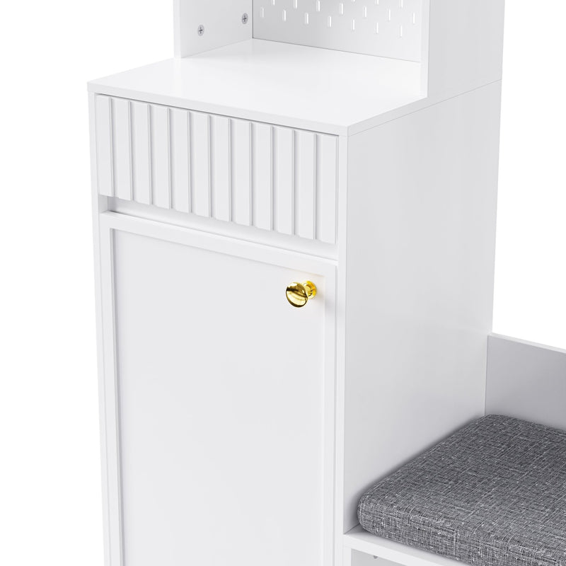 Garderoben - Set mit Sitzbank, Schubladen, Kleiderhaken und Lochwand - YB - N657P29427071W - 6 - Yorbay.de