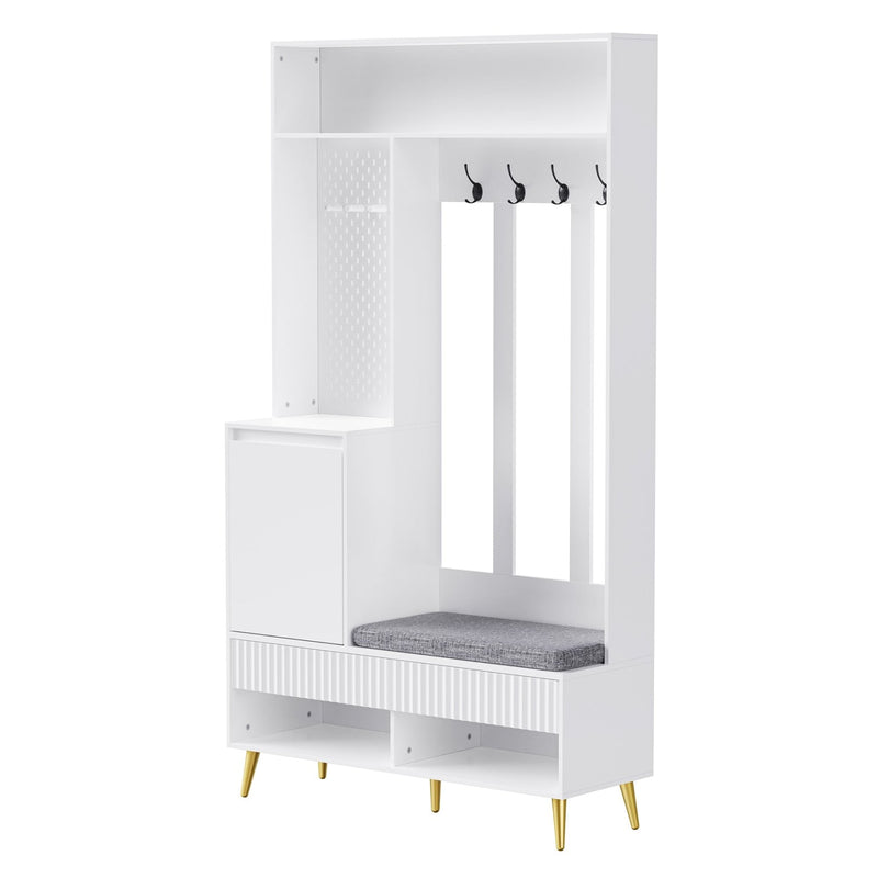 Garderoben - Set mit Sitzbank, Schubladen und 4 Kleiderhaken - YB - N657P29427273W - 1 - Yorbay.de