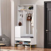 Garderoben - Set mit Sitzbank, Schubladen und 4 Kleiderhaken - YB - N657P29427273W - 10 - Yorbay.de