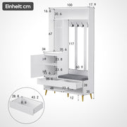 Garderoben - Set mit Sitzbank, Schubladen und 4 Kleiderhaken - YB - N657P29427273W - 3 - Yorbay.de
