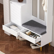 Garderoben - Set mit Sitzbank, Schubladen und 4 Kleiderhaken - YB - N657P29427273W - 4 - Yorbay.de