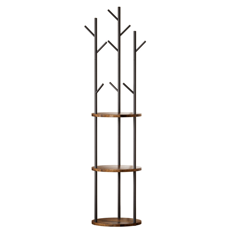 Yorbay Garderobenständer im Baum - Design mit 9 Haken & 3 Ablagen - YB104 - T073 - 1 - Yorbay.de