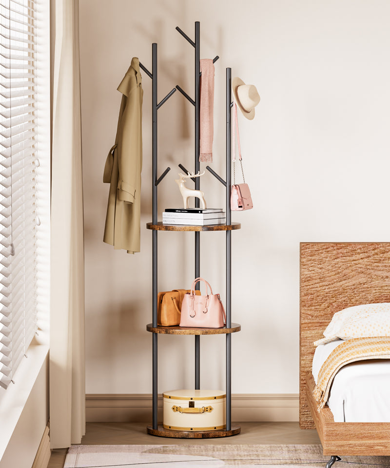 Yorbay Garderobenständer im Baum - Design mit 9 Haken & 3 Ablagen - YB104 - T073 - 8 - Yorbay.de