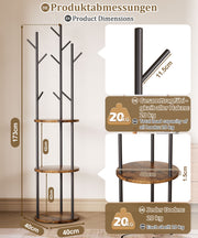 Yorbay Garderobenständer im Baum - Design mit 9 Haken & 3 Ablagen - YB104 - T073 - 3 - Yorbay.de
