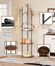 Yorbay Garderobenständer im Baum - Design mit 9 Haken & 3 Ablagen - YB104 - T073 - 4 - Yorbay.de