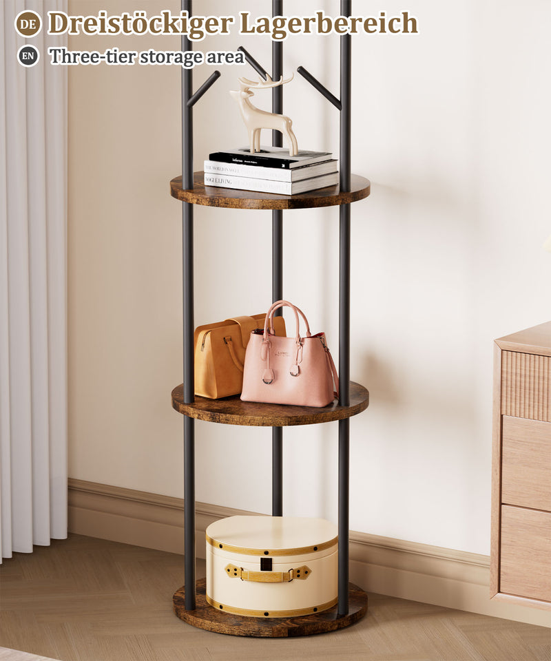 Yorbay Garderobenständer im Baum - Design mit 9 Haken & 3 Ablagen - YB104 - T073 - 6 - Yorbay.de