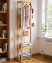Yorbay Garderobenständer aus Bambus mit 3 Ablagen, 30 x 38/41 x 175 cm - YB081 - Z108 - 8 - Yorbay.de
