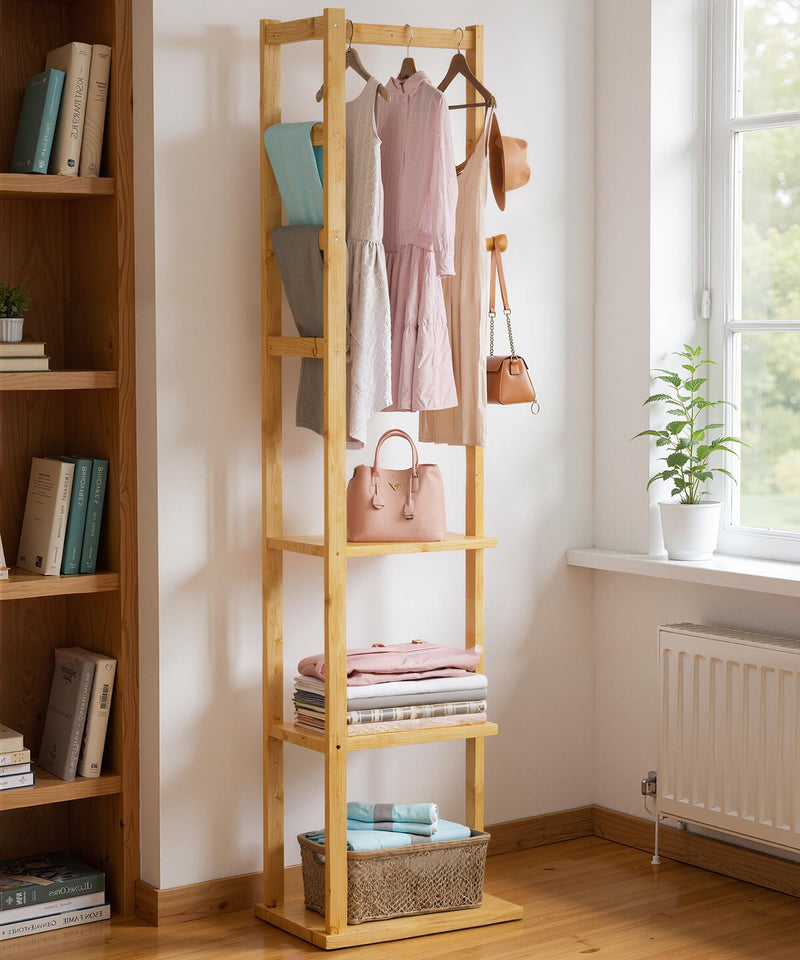 Yorbay Garderobenständer aus Bambus mit 3 Ablagen, 30 x 38/41 x 175 cm - YB081 - Z108 - 8 - Yorbay.de