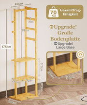 Yorbay Garderobenständer aus Bambus mit 3 Ablagen, 30 x 38/41 x 175 cm - YB081 - Z108 - 3 - Yorbay.de