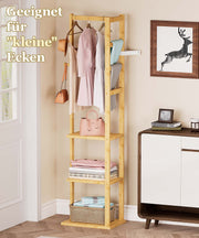 Yorbay Garderobenständer aus Bambus mit 3 Ablagen, 30 x 38/41 x 175 cm - YB081 - Z108 - 4 - Yorbay.de