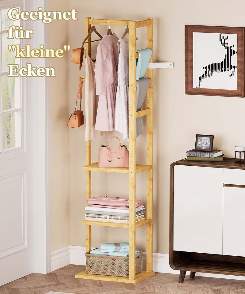 Yorbay Garderobenständer aus Bambus mit 3 Ablagen, 30 x 38/41 x 175 cm - YB081 - Z108 - 4 - Yorbay.de